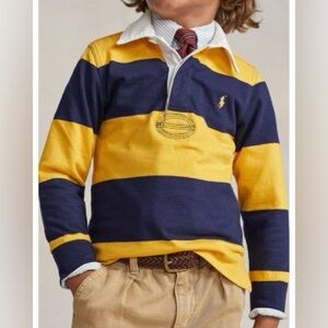 Polo Ralph Lauren Boys' Striped Cotton Jersey Rugby Shirt Yellow Blue Size 5T